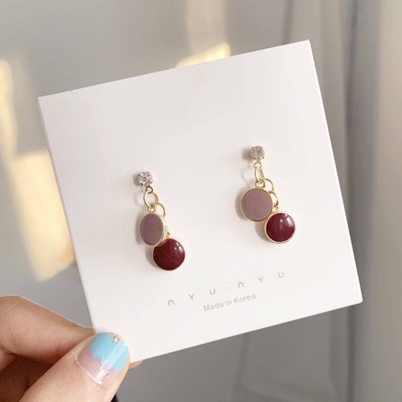 Khuyên tai nữ phong cách Hàn Quốc đính hạt các màu cao cấp Reina