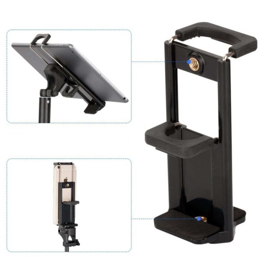 Khung kẹp đôi kẹp 2 máy cùng lúc, kẹp ipad, kẹp điện thoại gắn tripod (không gồm tripod)