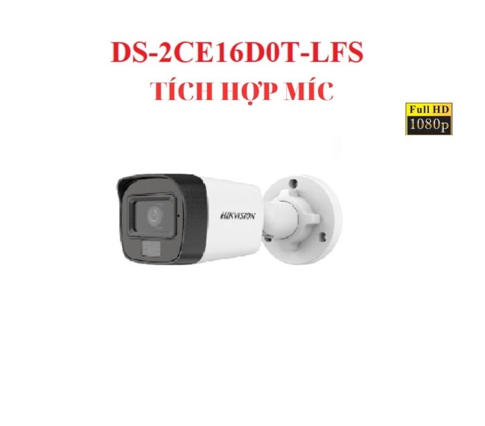Camera Hik DS-2CE16D0T-LFS tích hợp micro thu âm và chống bụi, nước IP67 - Hàng chính hãng