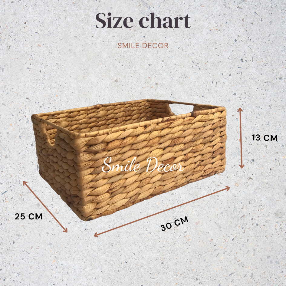 Sọt lục bình đựng đồ đa năng Smile Decor trang trí kệ sách, kệ tivi – Rectangle water hycinth basket
