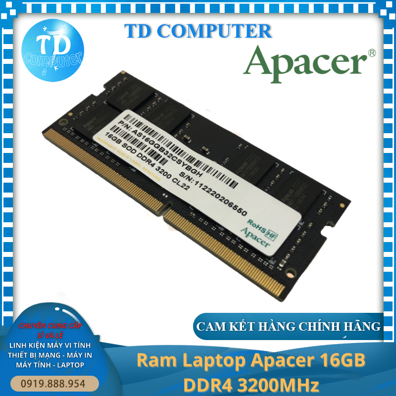 Ram Laptop Apacer 16GB DDR4 3200MHz - Hàng chính hãng NetworkHub phân phối