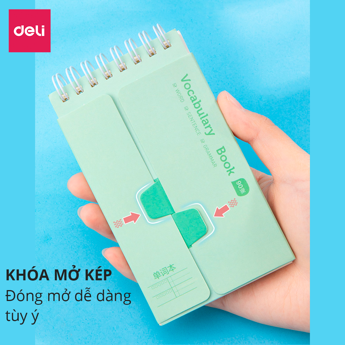 Sổ học từ vựng thông minh thẻ ghi nhớ flashcard luyện thi tiếng Anh Nhật Hàn Trung Đức Pháp cho bé học thuộc nhanh khổ A7 180 trang Deli - Phù hợp cho học sinh , sinh viên nhỏ gọn tiện lợi - 24210