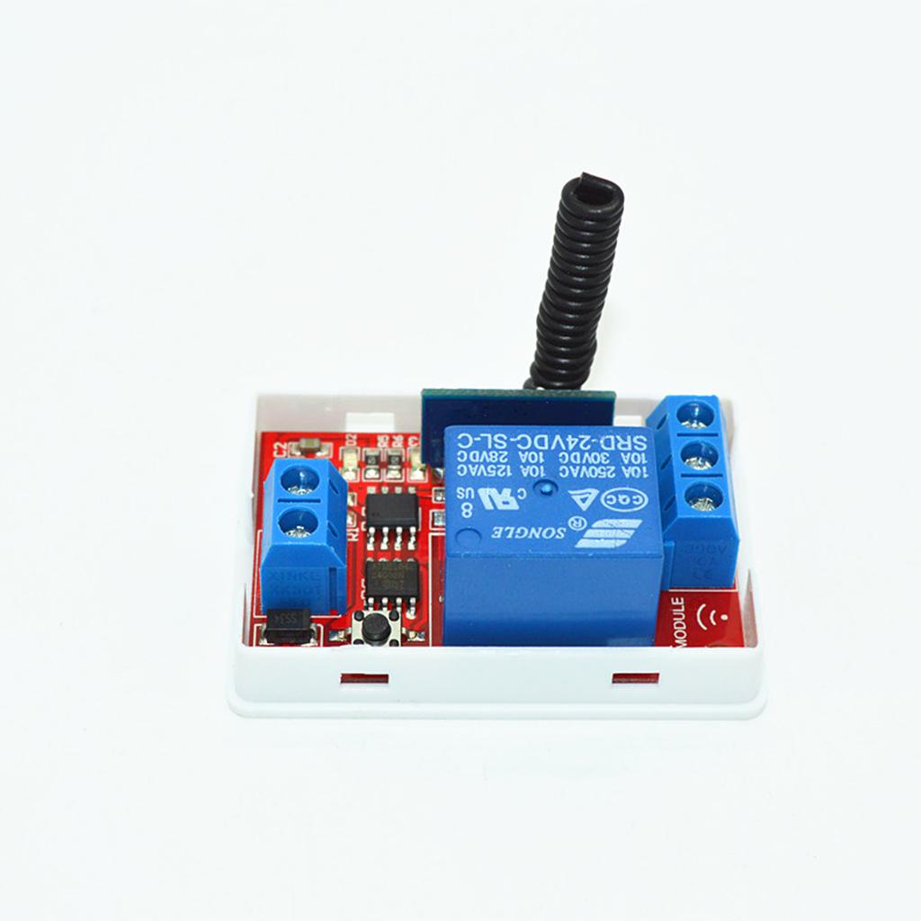 24V 1-Channel 433M 2-Button White Remote Control Switch + Receiver Module