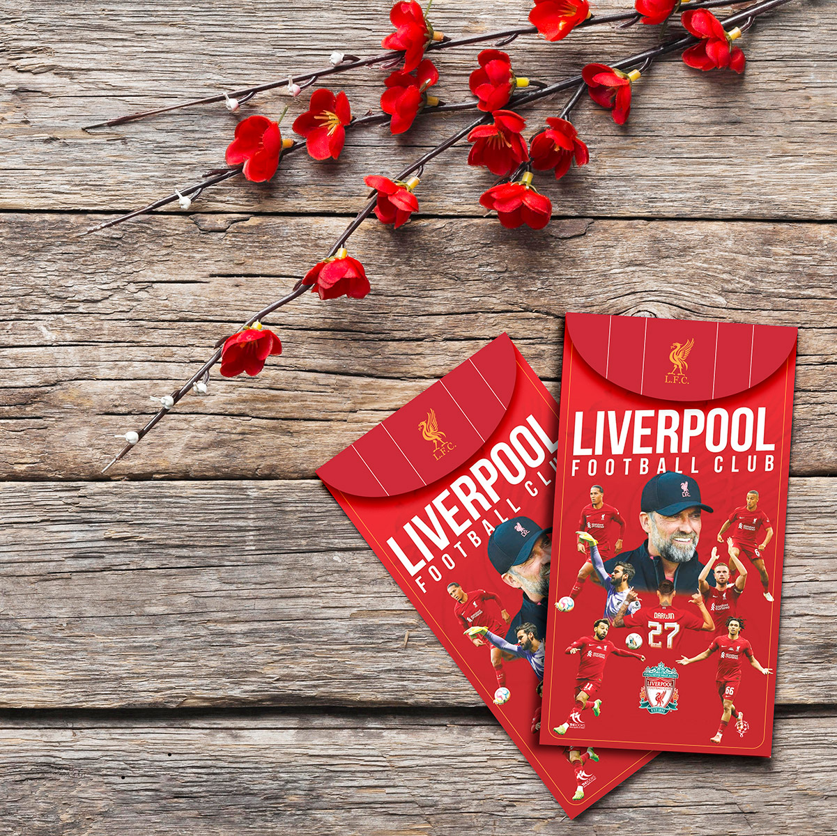 Combo 10 Bao Lì Xì Năm Mới 2023 Quý Mão (FC Liverpool) 8X16cm - May Mắn - Sang Trọng - Siêu Ý Nghĩa