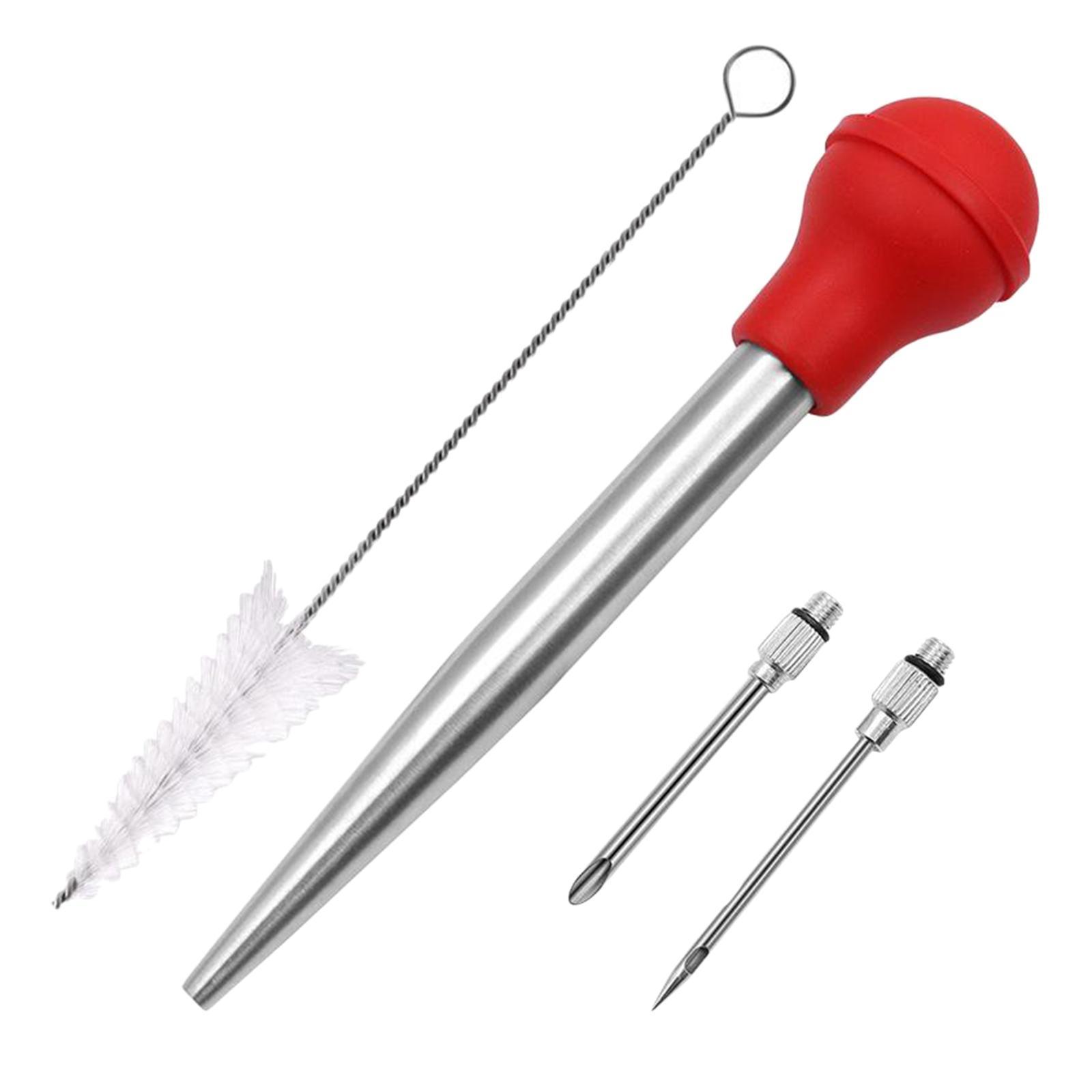 Stainless Turkey Baster Injector Needle Silicone Bulb for Basting Kitchen black