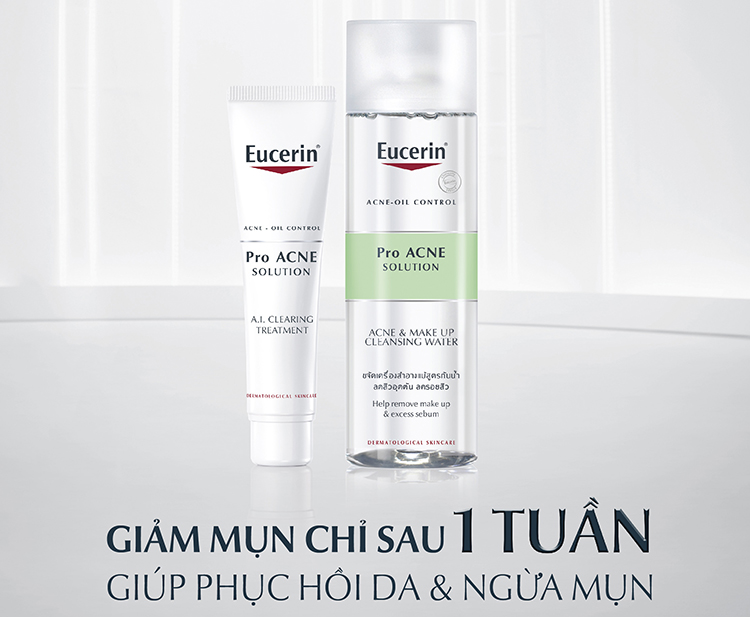 Combo Eucerin Tinh Chất Giảm Mụn, Mờ Vết Thâm, Tái Tạo Da, Ngăn Ngừa Mụn (40ml) và Nước Tẩy Trang Giảm Mụn Làm Trắng Da (200ml)