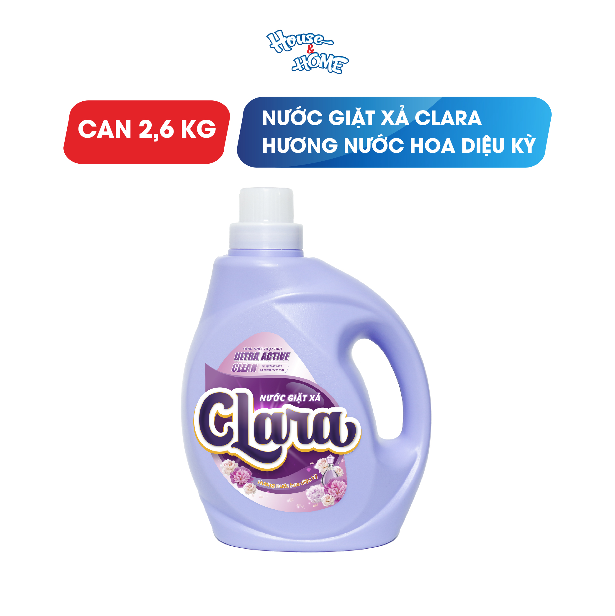 Nước giặt xả Clara hương nước hoa can 2,6kg