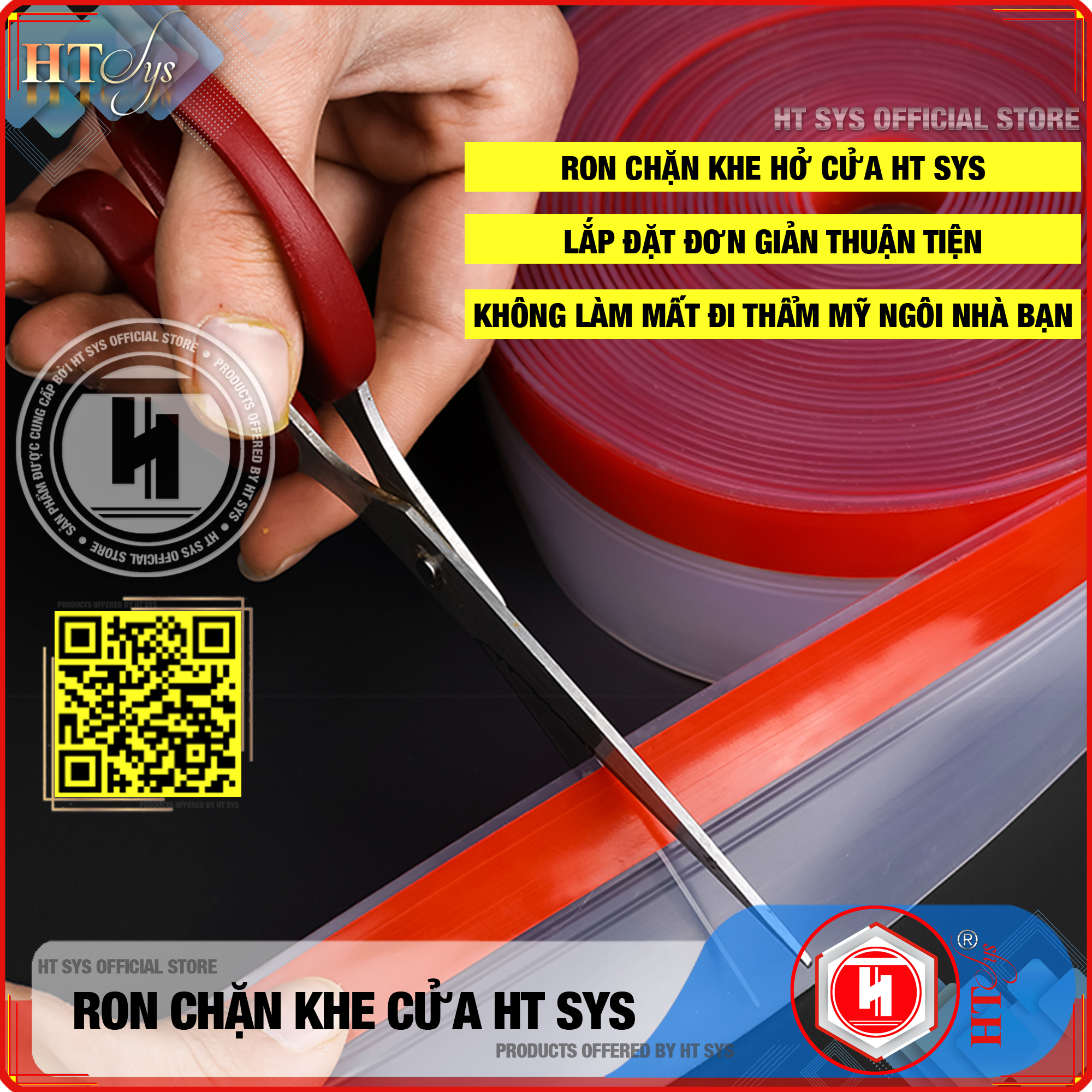 Cuộn Ron Dán Che Khe Cửa,Chân Cửa HT SYS - Lớp Keo Đỏ Chống Nước - Chống Gió Lùa - Chống Ồn - Bụi Bẩn - Ngăn Côn Trùng Cuộn Dài 3 Mét