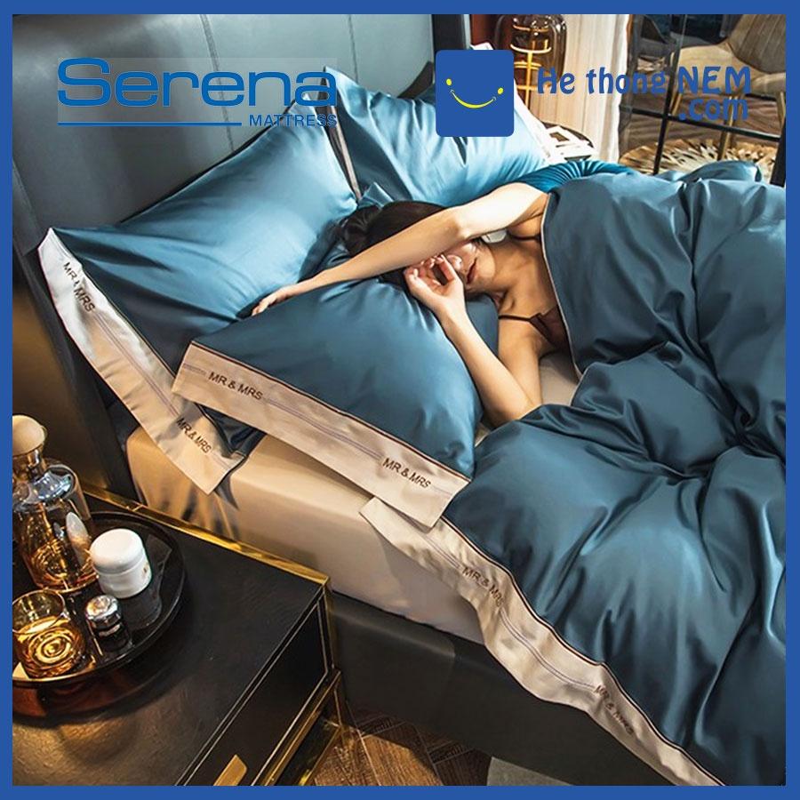 Bộ Chăn Ga Gối 5 Món SERANA Bộ Chăn Ga Lụa Satin Trải Giường Cao Cấp - Hệ Thống Nệm