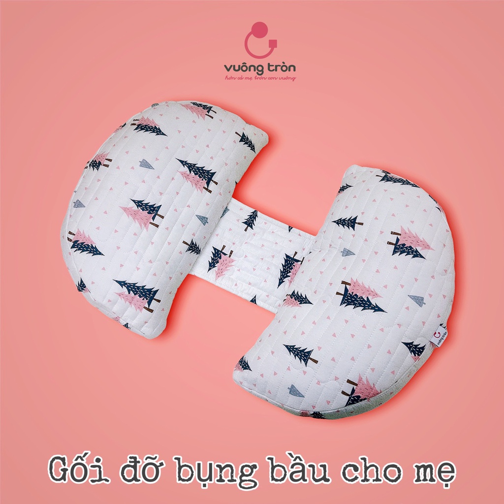 Gối bầu cánh tiên Vuông Tròn cotton hàn quốc chần bông nâng đỡ bụng bầu hỗ trợ giảm đau lưng cho mẹ
