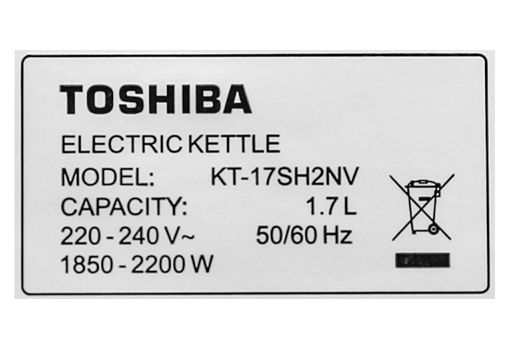 Bình đun siêu tốc Toshiba 1.7 lít KT-17SH2NV - HÀNG CHÍNH HÃNG