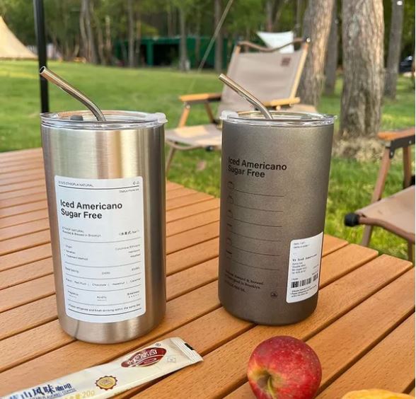 Bình giữ nhiệt, ly giữ nhiệt 600ml Iced Americano tặng kèm ống hút và túi trong suốt