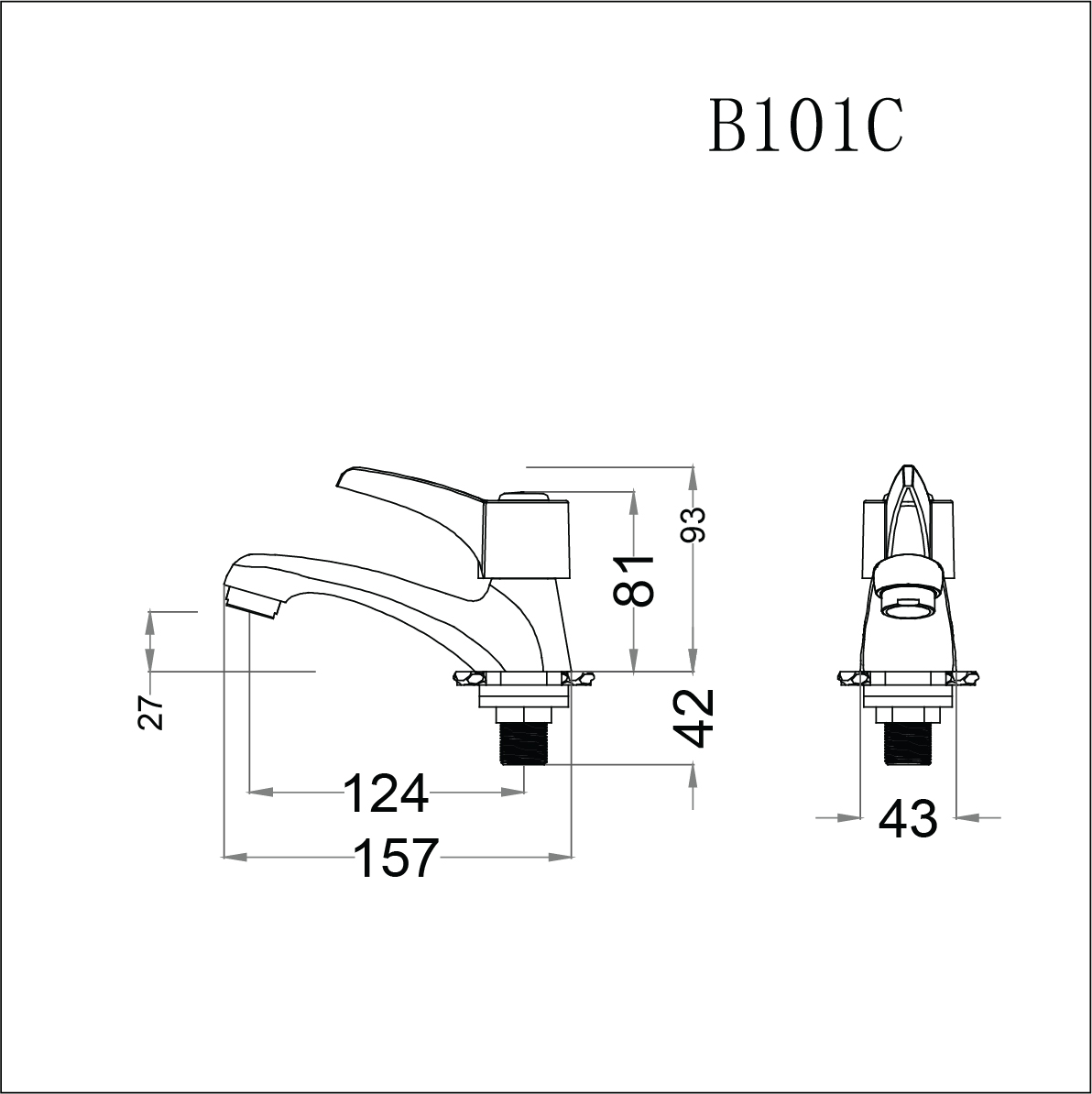 Vòi lavabo lạnh tay gạt Caesar B101C (chưa bao gồm bộ xả và dây cấp nước)