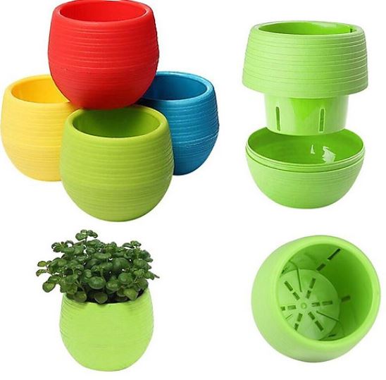 CHẬU NHỰA TRÒN MINI 2 LỚP TRỒNG CÂY CẢNH