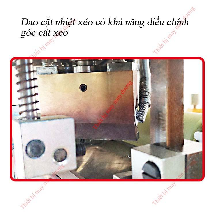 Máy cắt nhãn mác > Dây viền > Dây đai nhiệt tự động > Cắt nhám xéo