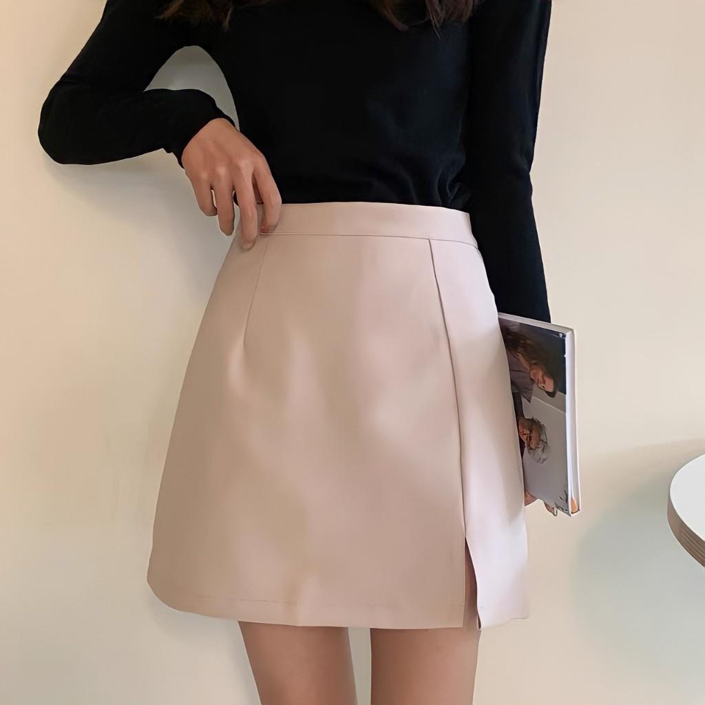 Chân Váy Chữ A Chân Váy Công Sở Lưng Cao Xẻ Tà  Màu Trơn Dễ Phối Đồ Trẻ Trung Thanh Lịch.