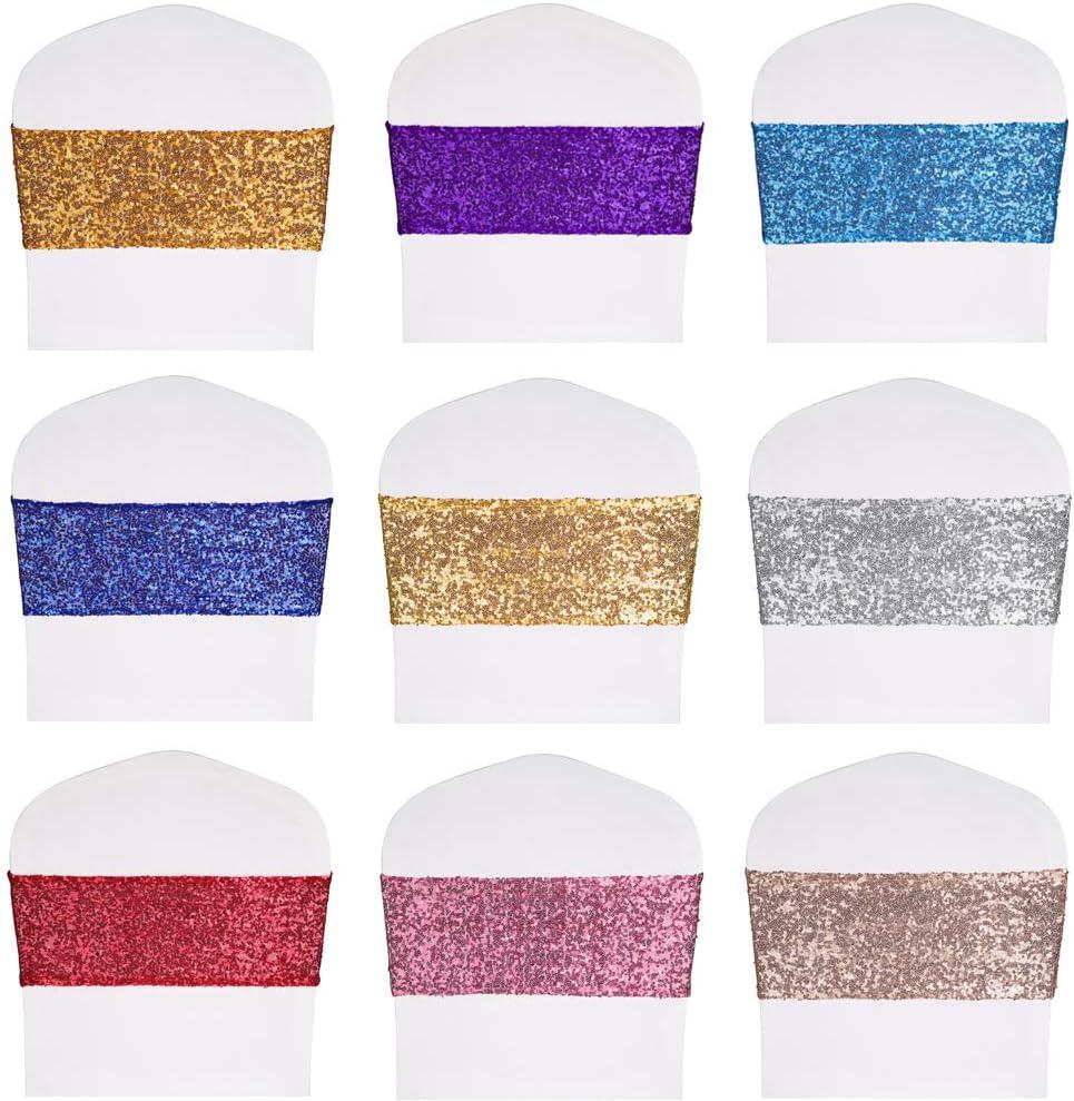 Gói 10 chiếc ghế sequin sashes Ghế ghế một chiều trang trí sequins vàng