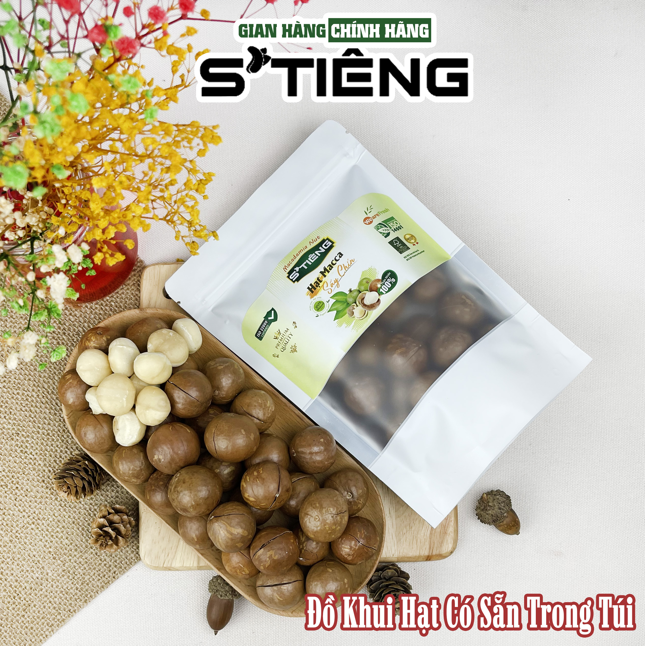 Hạt Macca Nứt Vỏ Sấy Chín STIENG Giòn Ngon