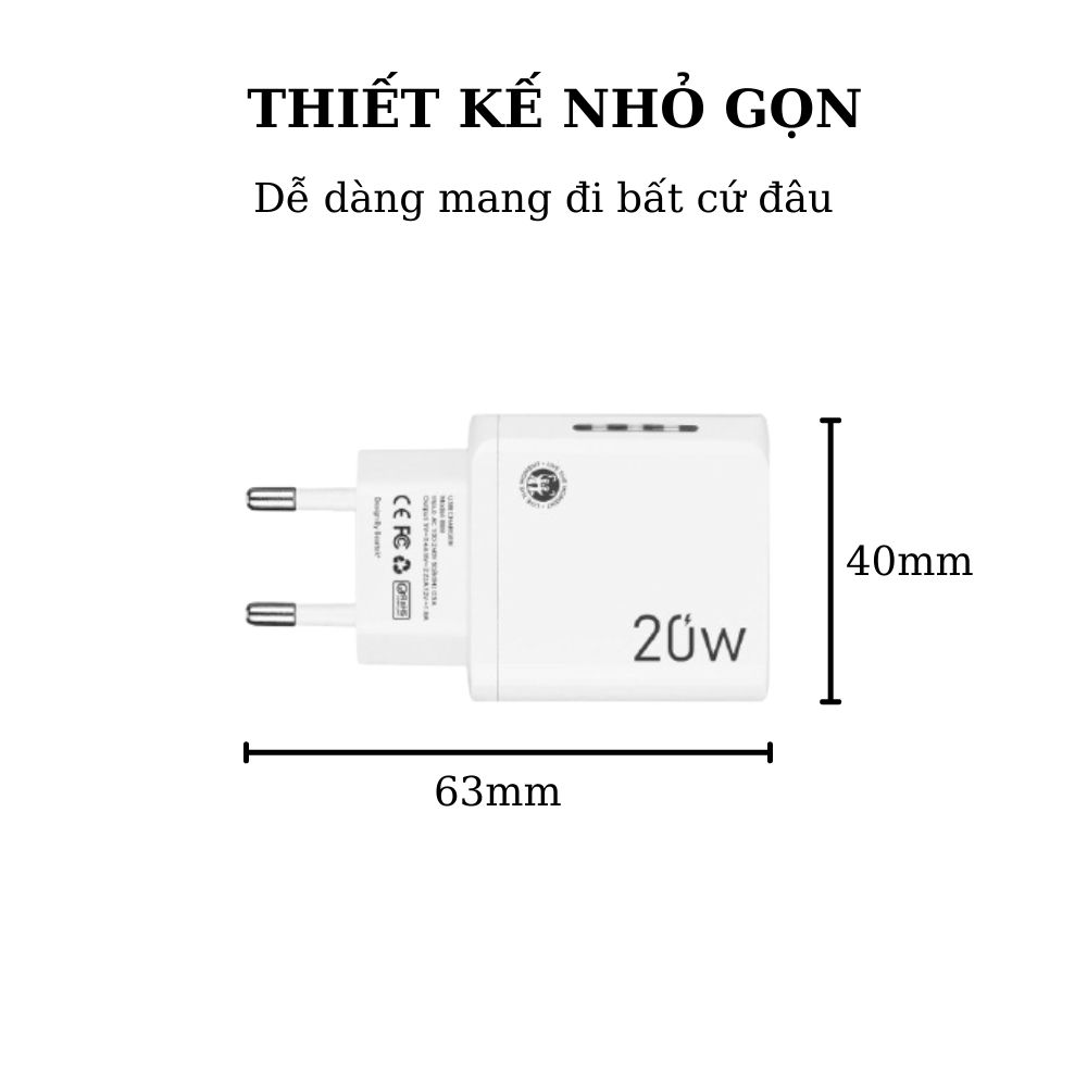 Bộ dây cáp sạc nhanh BEARTEK 20W PD3.0 QC3.0, 2 cổng sạc – Sạc cùng lúc 2 thiết bị - Phù hợp với hầu hết các dòng điện thoại, tai nghe trên thị trường - Hàng chính hãng