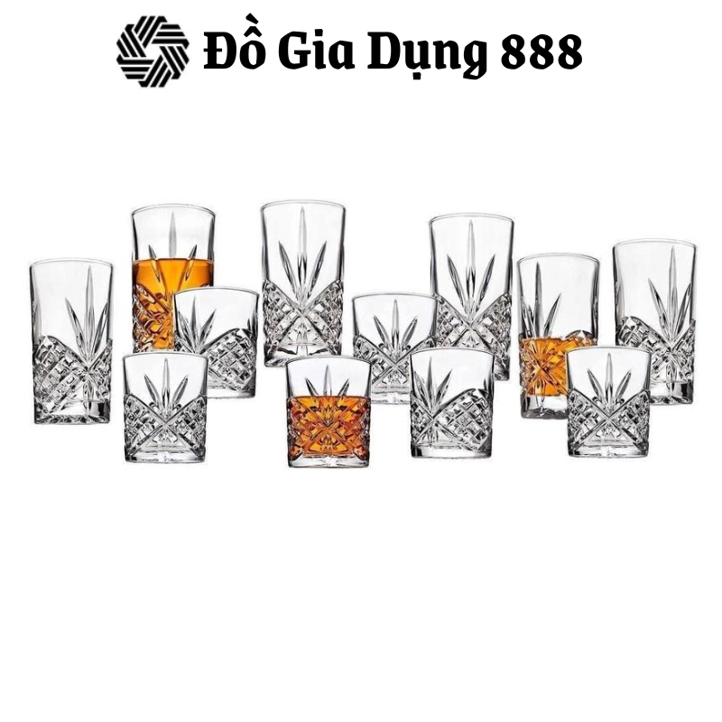 Set 12 Cốc Pha Lê Cao Cấp Dublin, Cốc Thủy Tinh Trang Trí Bàn Tiệc, Nhập Đức
