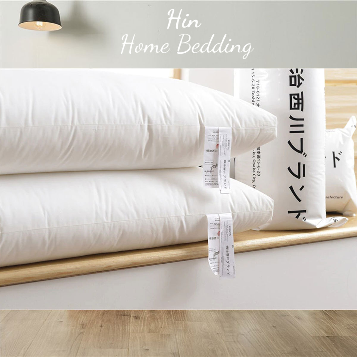 Gối Khách Sạn 50x70cm Hin Home Bedding Gối Ngủ Ruột Gối Lông Vũ Nhân Tạo Cao Cấp Gối Nhật Bản