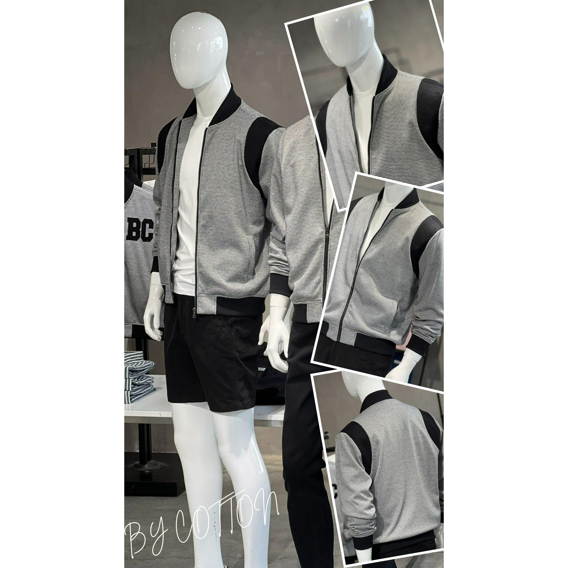 Áo Khoác Nam Họa Tiết Caro Nhí Phối Tay Đen BYCOTTON Jacket Bomber Black Pattern