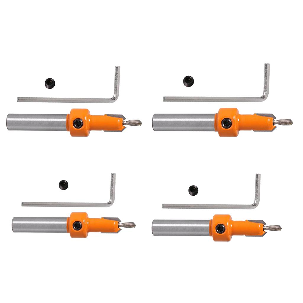4 Pieces Carbide Alloy Countersink Drill Bits 8mm Wrenches Woodworking Tools