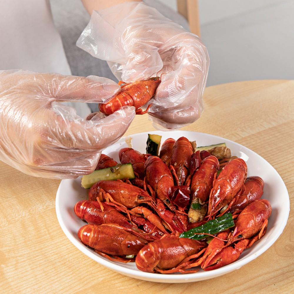 Găng tay nilon dùng 1 lần hộp 50 đôi tiện lợi, găng tay nilon nhà bếp an toàn hợp vệ sinh