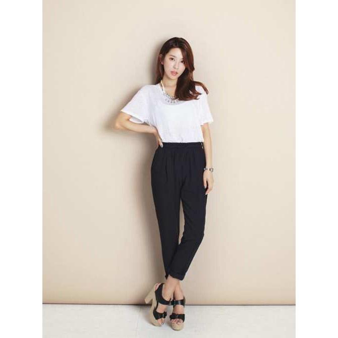 QUẦN TÂY BAGGY LƯNG THUN PHÍA SAU, KHÓA BÊN SƯỜN, màu đen có Bigsize