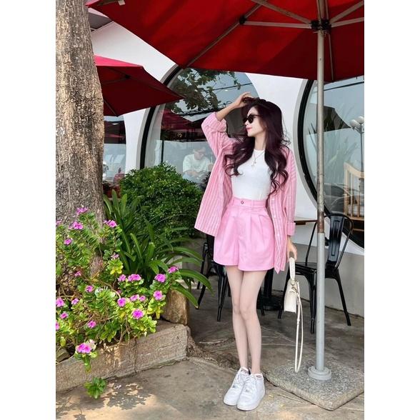 Freeship SET ÁO SƠ MI quần short áo 2d set 3 món Kgia fashion