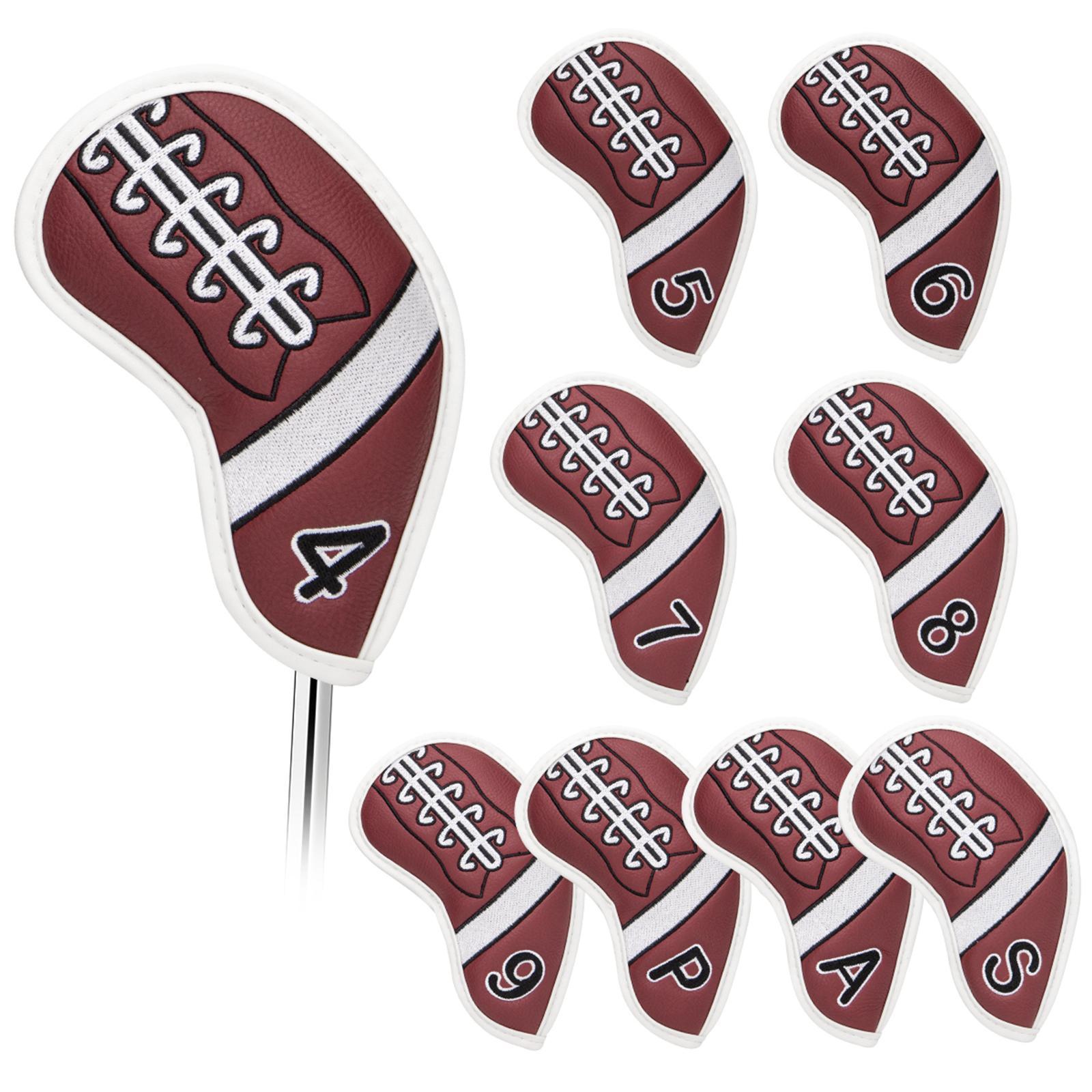 Golf Club Iron Head Covers, 9 pcs Golf Headcover Set, Thick Synthetic Leather Golf Iron Head Covers Set Fit All Brands Irons