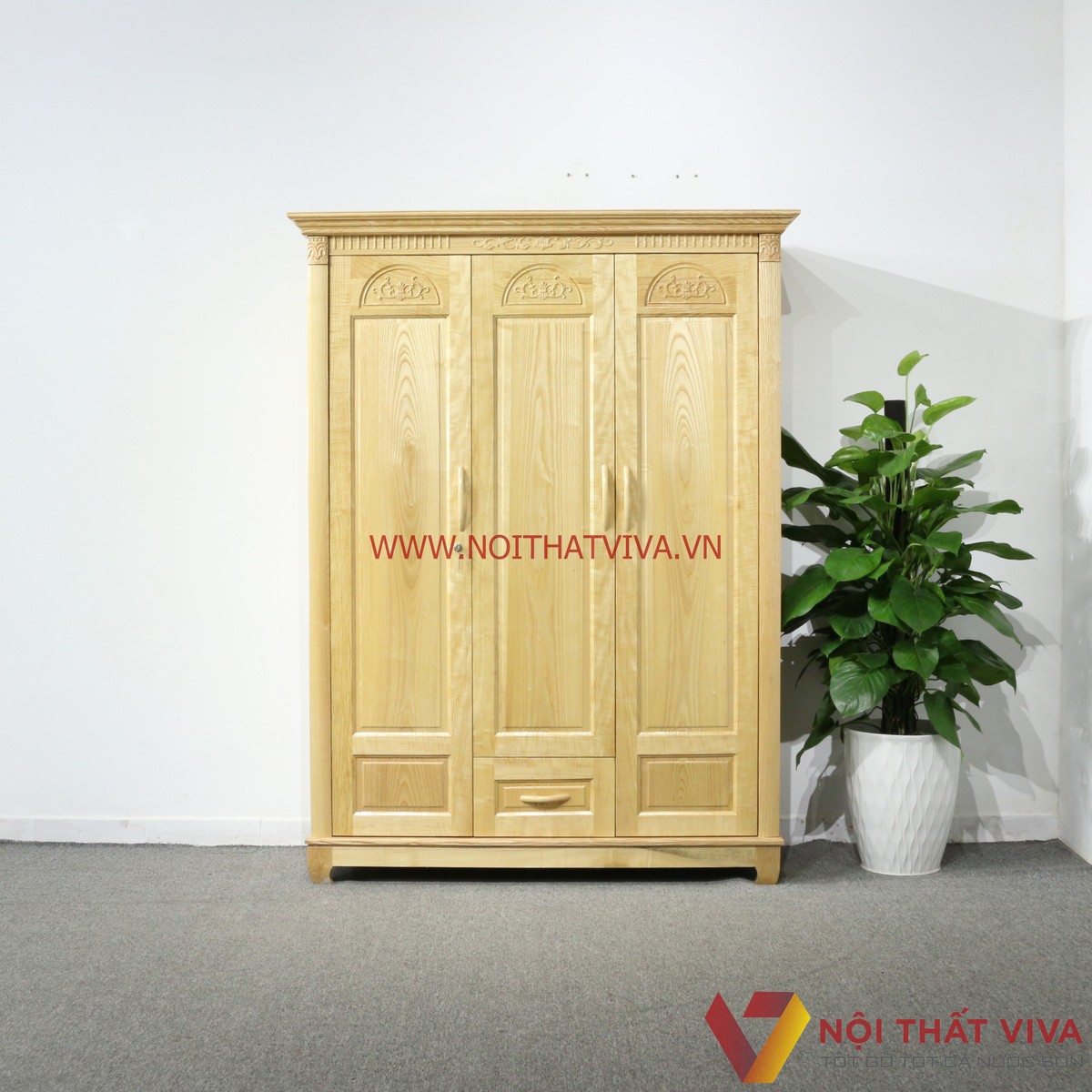 Tủ Áo 3 Cánh Gỗ Sồi Nga Tự Nhiên Đẹp Giá Rẻ