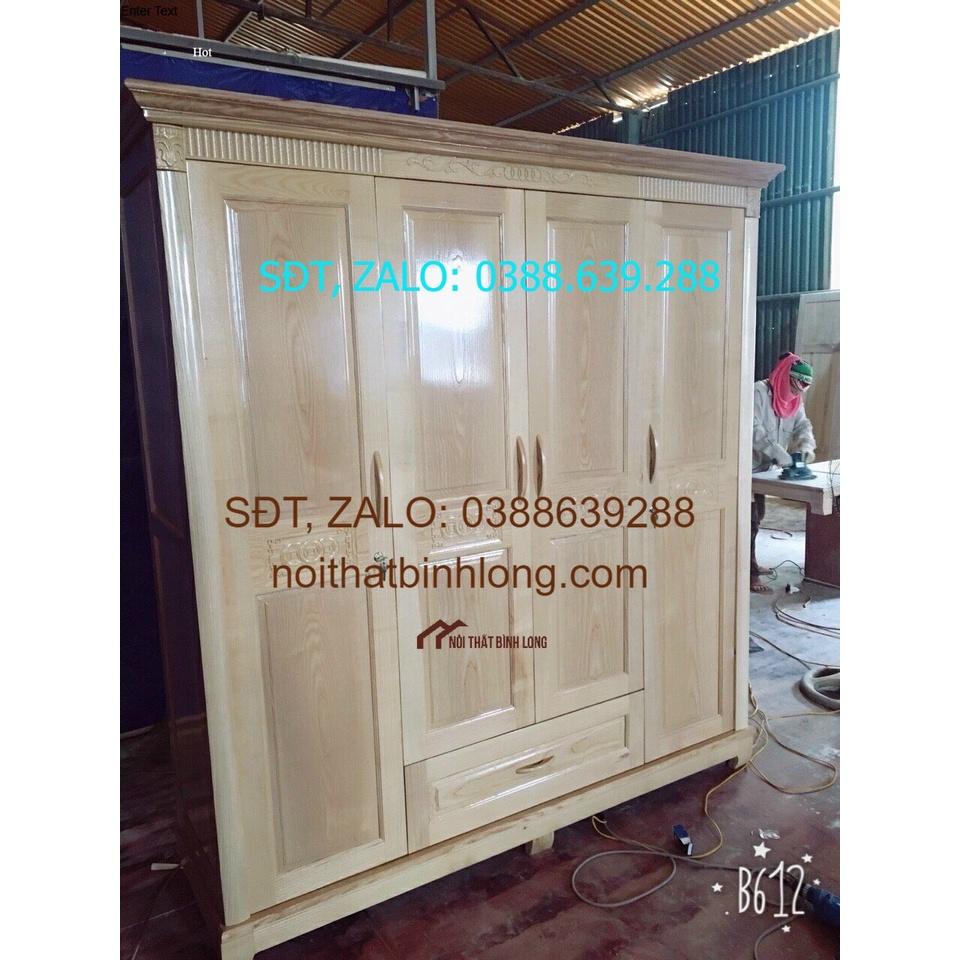 Tủ quần áo gỗ sồi 4 cánh