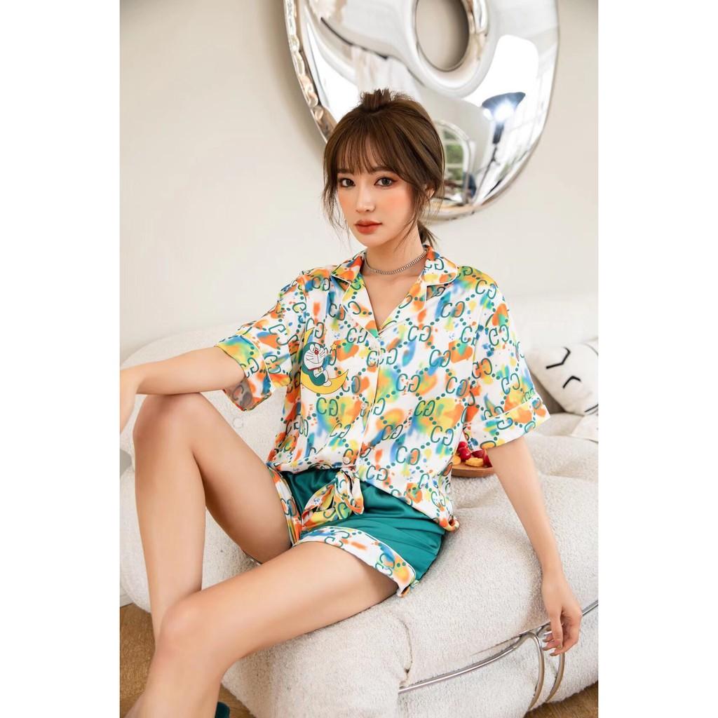 Bộ lụa pijama mặc nhà cao cấp