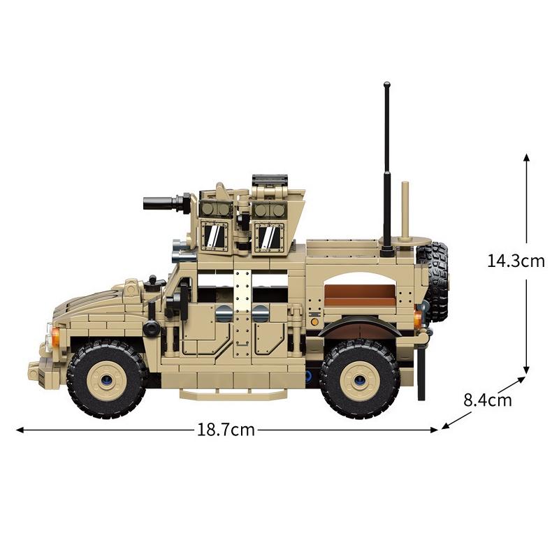 Đồ chơi lắp ráp xe vũ trang M-ATV, Sembo Block 207122 Army Car, Xếp hình thông minh, Mô hình quân sự