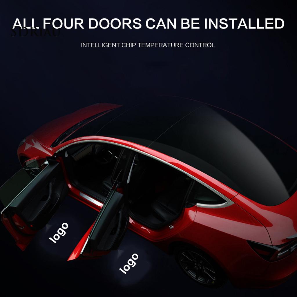 TESLA Set 4 Đèn Chiếu Sáng Gắn Cửa Xe Ô Tô