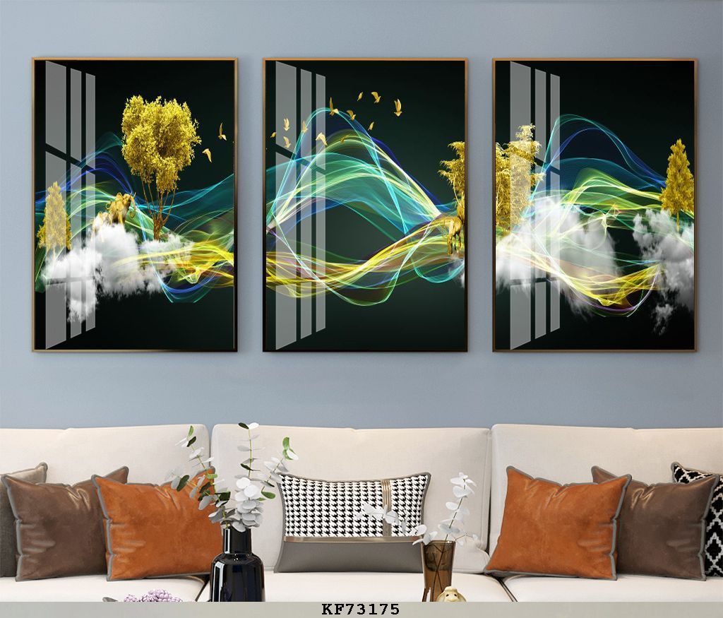 Bộ 3 Tranh Nghệ Thuật - Tranh In Vải Canvas, Khung Composite Cao Cấp