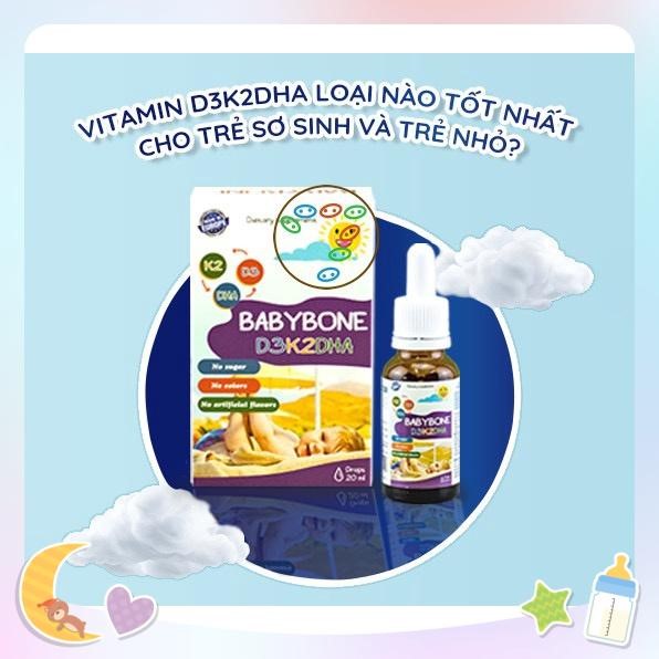 Vitamin giúp bé tăng chiều cao K2+D3 bổ sung DHA Babybone [Hàng Tây Ban Nha