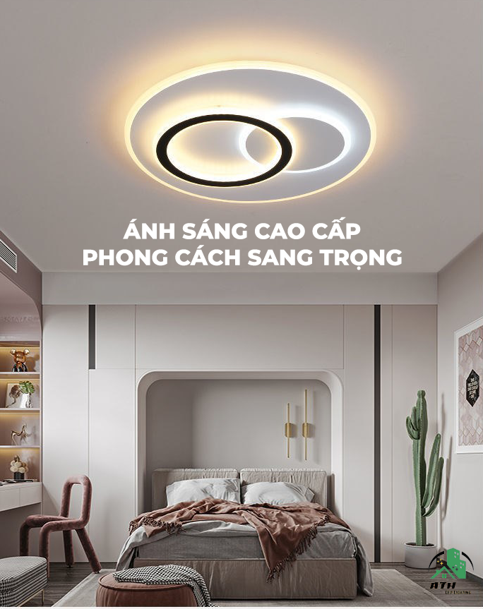 Đèn led ốp trần trang trí phòng khách, phòng ngủ, có thể chuyển 3 màu và điều chỉnh cường độ sáng bằng điều khiển từ xa