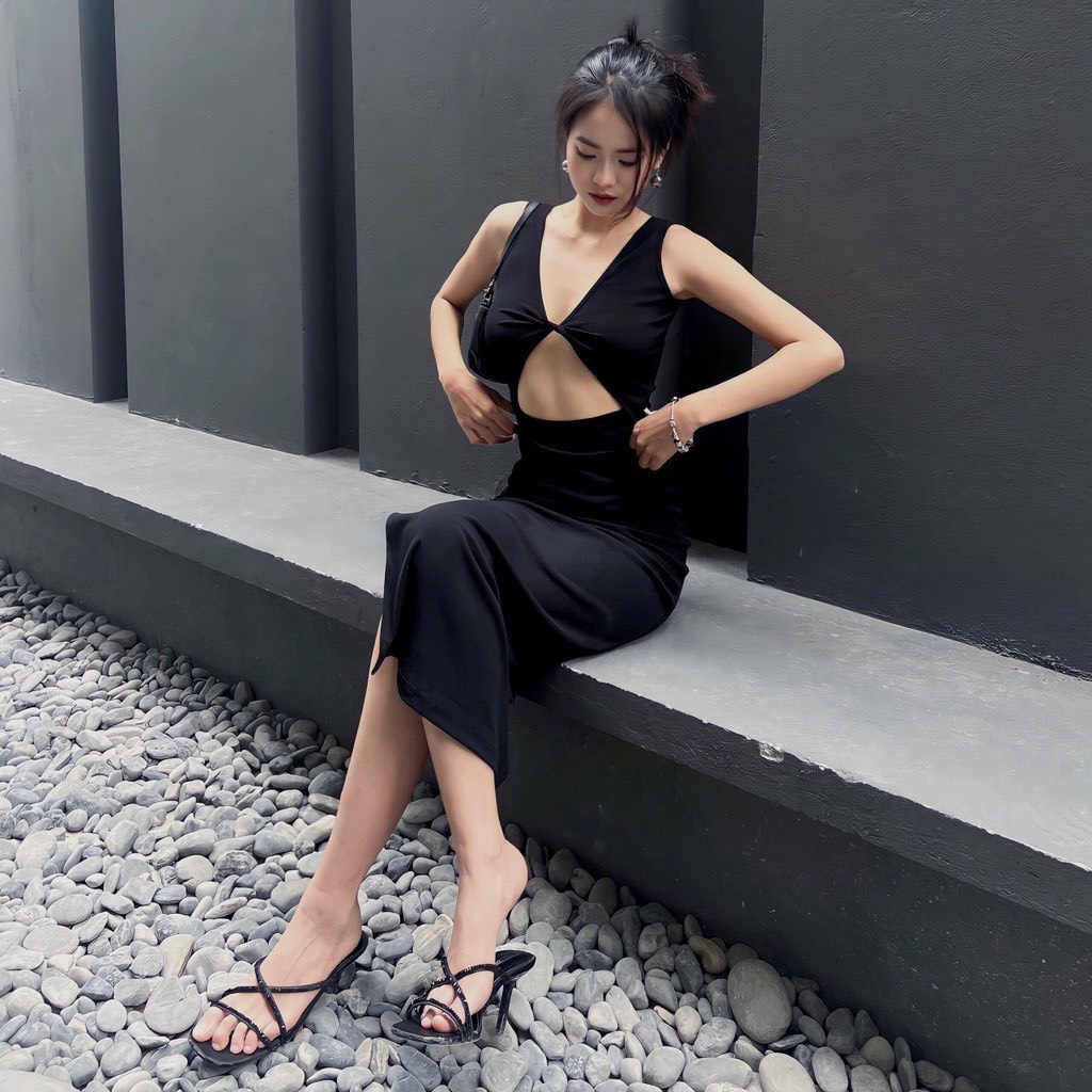 Đầm Body Sát Nách Hở Lưng, Đầm Body Xoắn Hở Ngực