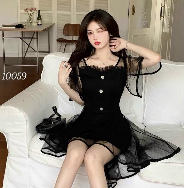 Đầm váy nữ voan ngắn phối lưới dự tiệc dạo phố trẻ trung nhẹ nhàng