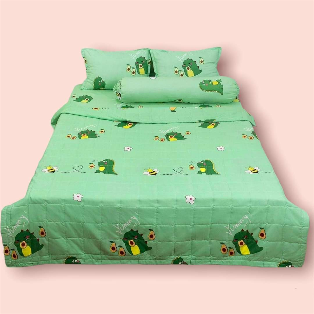 Chăn Mền Khủng Long Bơ Cotton Poly Siêu Dễ Thương 1m8x2M - Tặng 1 bàn chải bossi