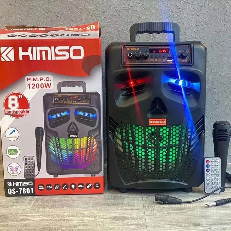 Máy đẩy di động Ultra-High Power Bluetooth Loa 8 inch Big Horn RGB Light Home Nhà hát âm thanh Subwofer TF Card FM Radio BAS Color: QS-7801