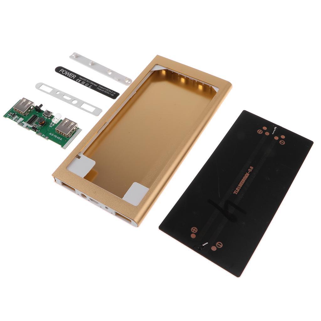 2X Solar Charger 3 In 1 Power Bank 10000mAh USB Battery For Phone Black&Gold