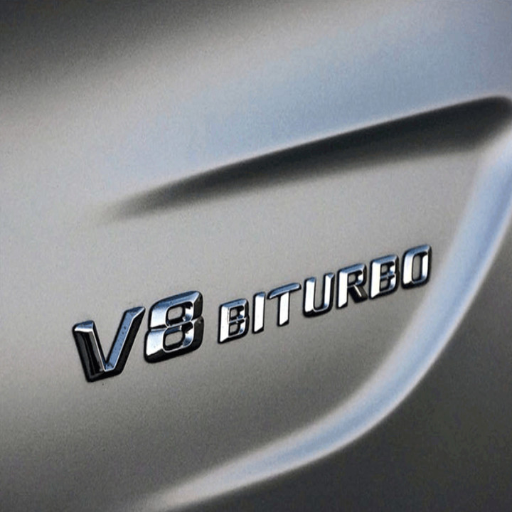 Decal tem chữ V8-Biturbo và V12-Biturbo dán hông xe Mercedes