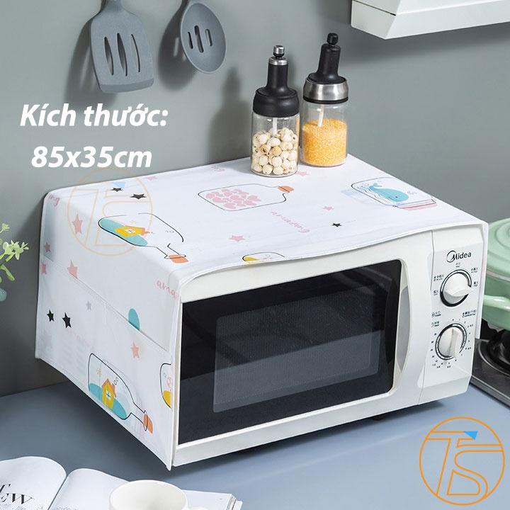 Áo Trùm Lò Vi Sóng PEVA Chống Bụi, Chống Thấm Nước Có Túi Đựng Đồ 2 Bên 85x35cm