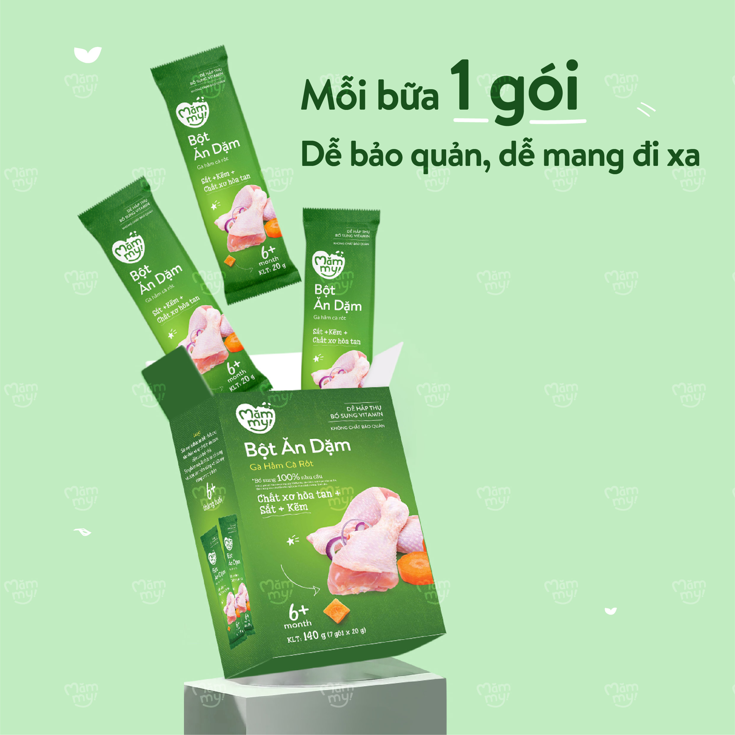 Combo 6 hộp bột ăn dặm Mămmy đầy đủ cho bé, bột mát dễ tiêu hóa giàu vitamin và bổ sung khoáng chất cho bé, 1 hộp 7 gói