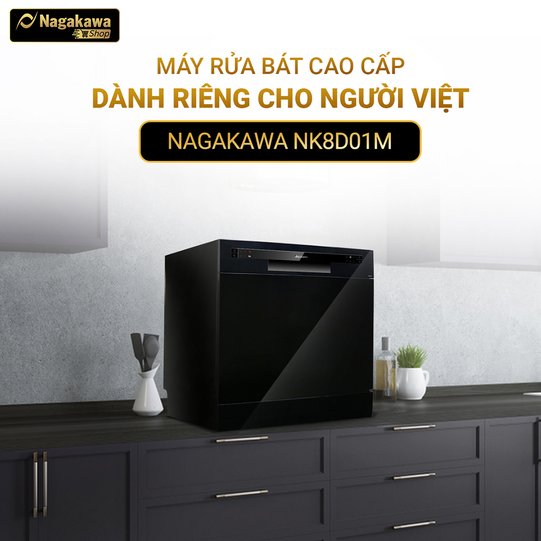 Hình ảnh Máy rửa bát 8 bộ cao cấp Nagakawa NK8D01M - Made in Malaysia - Hàng chính hãng