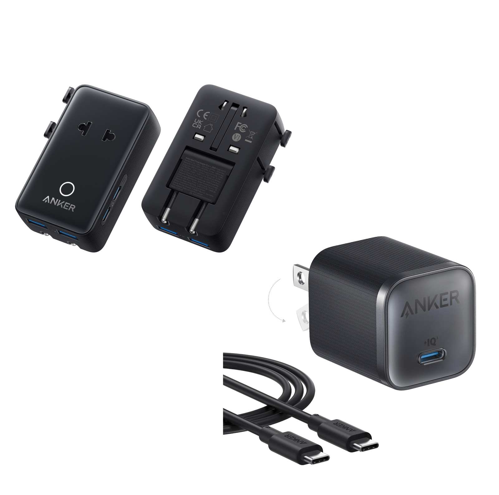 Củ sạc Anker Nano 1C 45W (with USB-C Cable) Đen (Black) B2692 - Hàng Chính Hãng