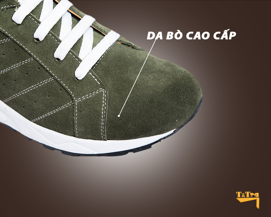 Giày Tăng Chiều Cao Nam Siêu Nhẹ T&TRA Tăng Cao 8Cm- T19 Xanh Rêu- Chất Liệu Da Bò Cao Cấp, Đế và Lót Tăng Cao Chất Liệu EVA Siêu Nhẹ, Trọng Lượng Nhẹ Hơn 30% So Với Đế Cao Su